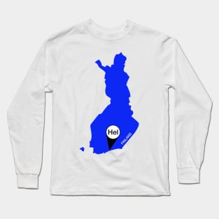 Hel Helsinki Finland map Long Sleeve T-Shirt